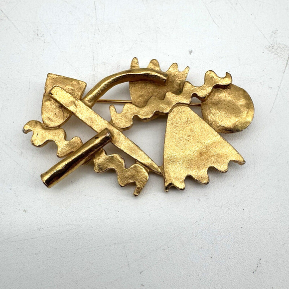 Biche De Bere Brooch Modernist Style Gold Tone Metal Paris Limited Edition 68/97 - Picture 4 of 8